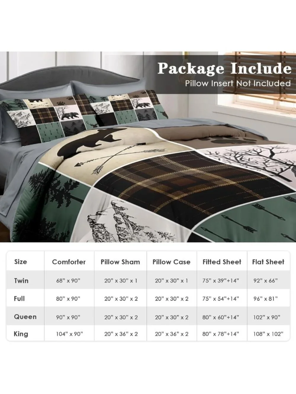 Wildlife Hunting King Comforter Set with Sheets, 7-Piece Cozy Bedding Ensemble